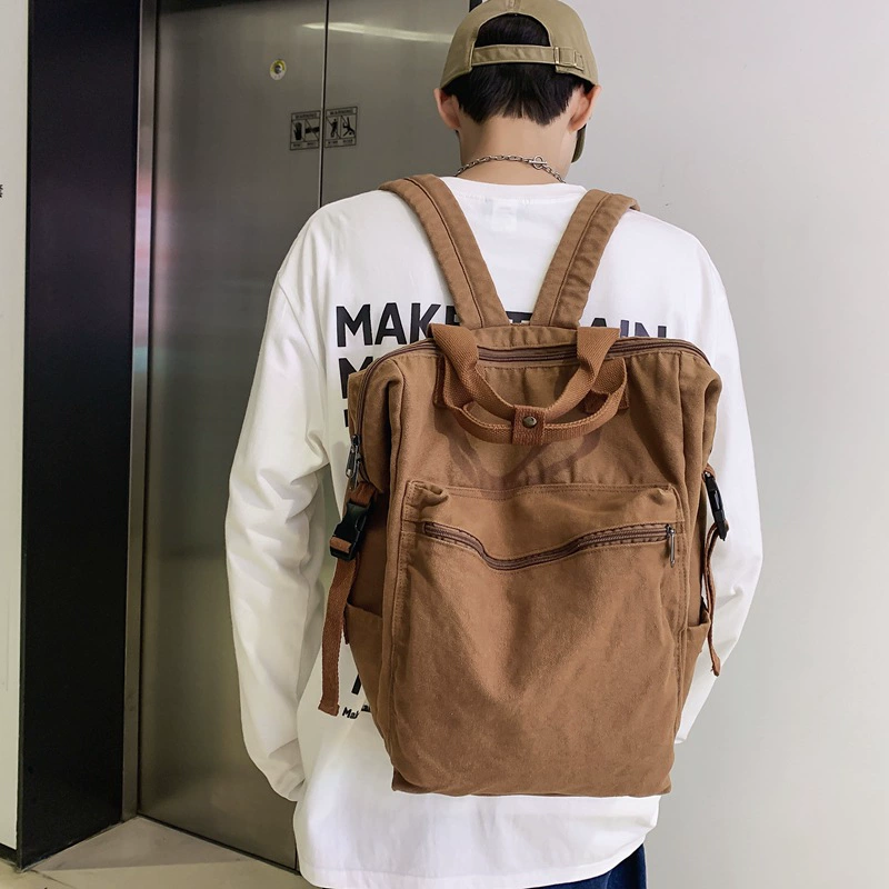 School bag for leisure, backpack, for students, Korean style, simple and elegant design, wholesale