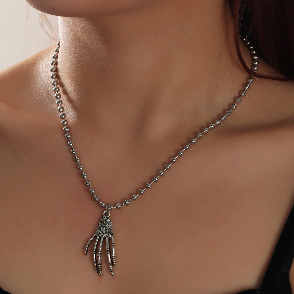 Punk Stitching Chain Halloween Ghost Claw Pendant Necklace Wholesale Nihaojewelry