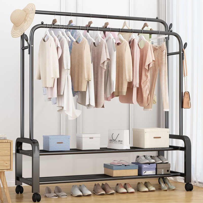 簡易衣帽架落地摺疊陽台架子家用晾衣架臥室家用晾衣杆加粗掛衣架