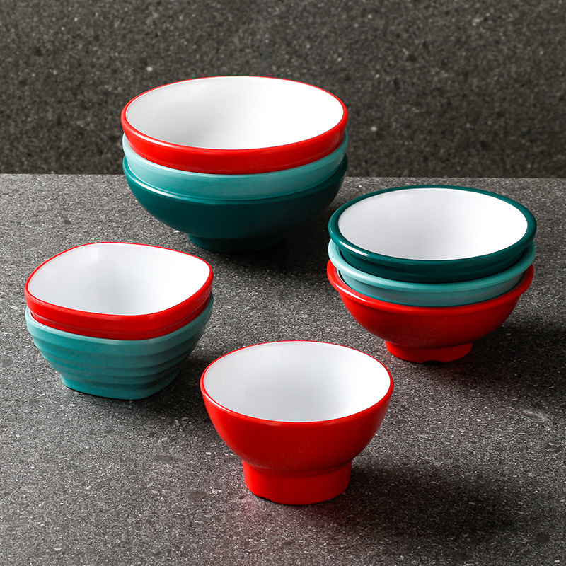 Melamine Double Color Small Bowl for Restaurants, Commercial Use, Plastic Microwave Bowl, Rice Bowl, Soup Bowl, Dip Bowl, Soup Bowl