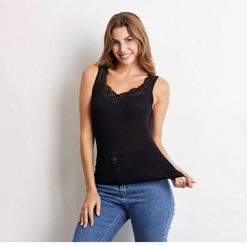 Simple Lace Camisole with High Elasticity for Women, Slim-Fit Modal Top for Outerwear Simple Lace Camisole with High Elasticity for Women, Slim-Fit Modal Top for Outerwear