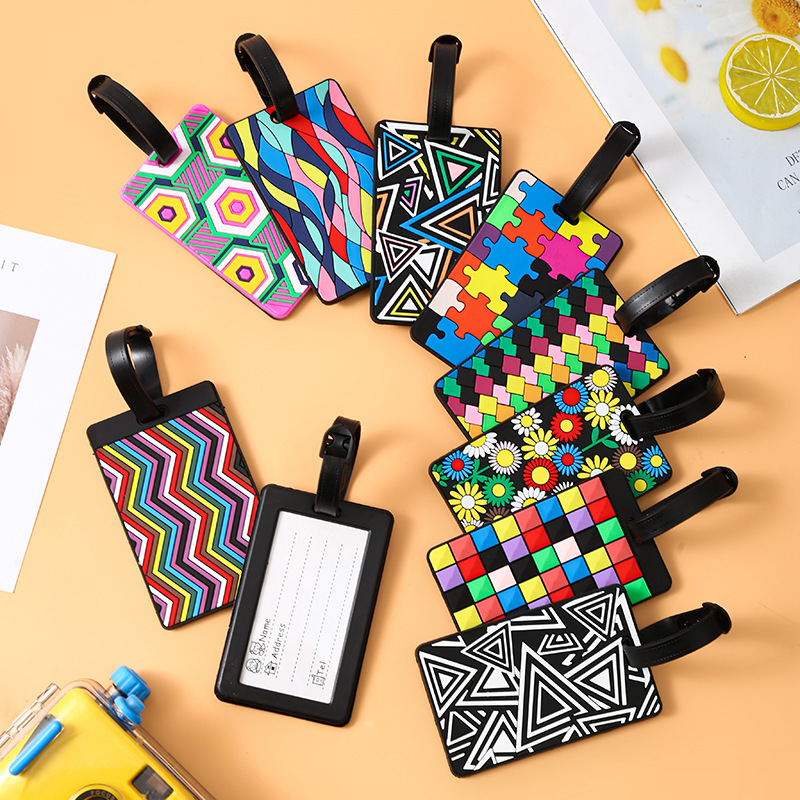 Soft PVC Luggage Tags – Colorful Striped Pattern Suitcase ID Tags For Travel (Set Of 1, Assorted Designs)​_voghion.com