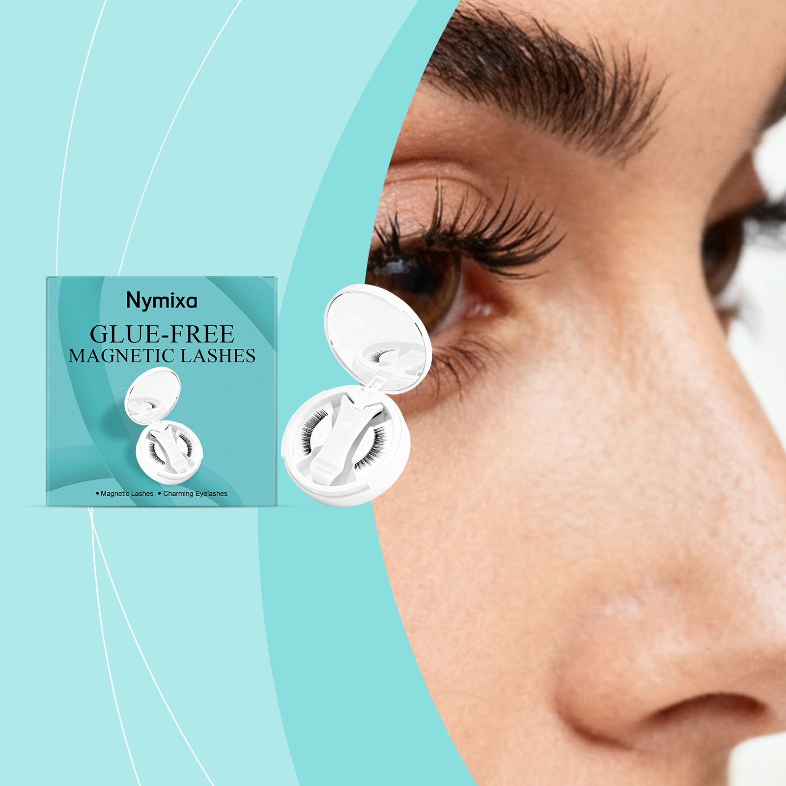 Nymixa 磁吸假睫毛套装 卷翘款自然毛流氛围感蓬松轻柔材质易操作
