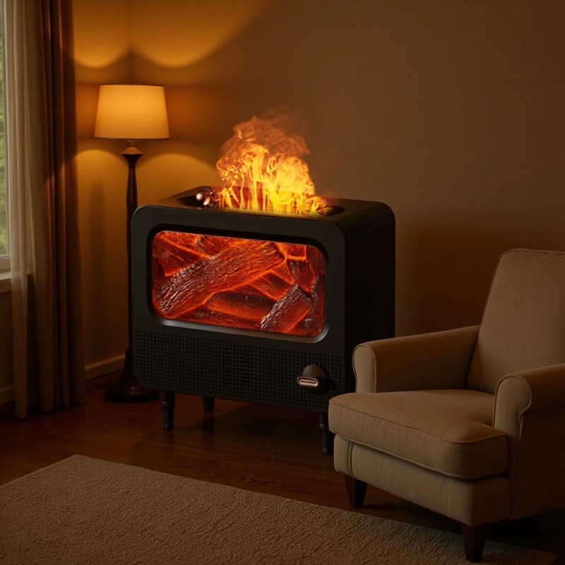 USB Rechargeable Bluetooth Audio Simulated Flame Aromatherapy Machine Colorful Atmosphere Light Humidifier Aromatherapy Machine Cross-Border Dropshipping