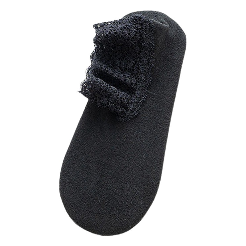 De velvet short socks lace autumn and winter thickened warm silicone non-slip floor socks low-top loose socks for women