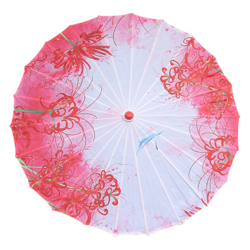 Ancient style printed silk cloth tassel umbrella decoration oiled paper umbrella stall Hanfu umbrella classical sun protection photography props umbrella wholesale