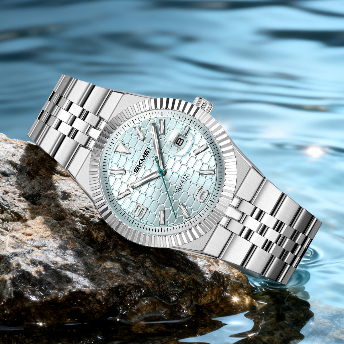 Momento de alta gama reloj de hombre correa de acero calendario nocturno impermeable reloj de pulsera comercial transfronterizo fábrica de fuente personalizada spot
