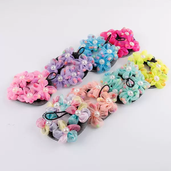 Flower Drawstring Hair Net Dance Headwear Girls' Hair Artifact Head Flower Net Pocket Ball Hair Set Hair Set Hair Set
