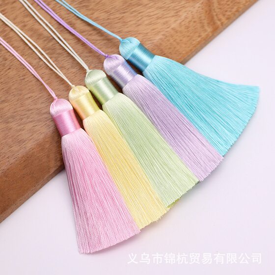 Jinhang 8cm rayon tassel short fat Ice Silk handmade diy ear ancient Chinese knot bookmark pendant wholesale