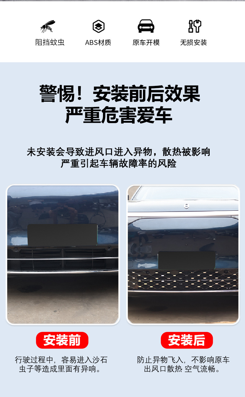 Insect-Proof Net for Wuling M8, Front and Middle Grille, Water Tank Decoration, No Disassembly Required, Integrated Clip-On Insect-Proof Net