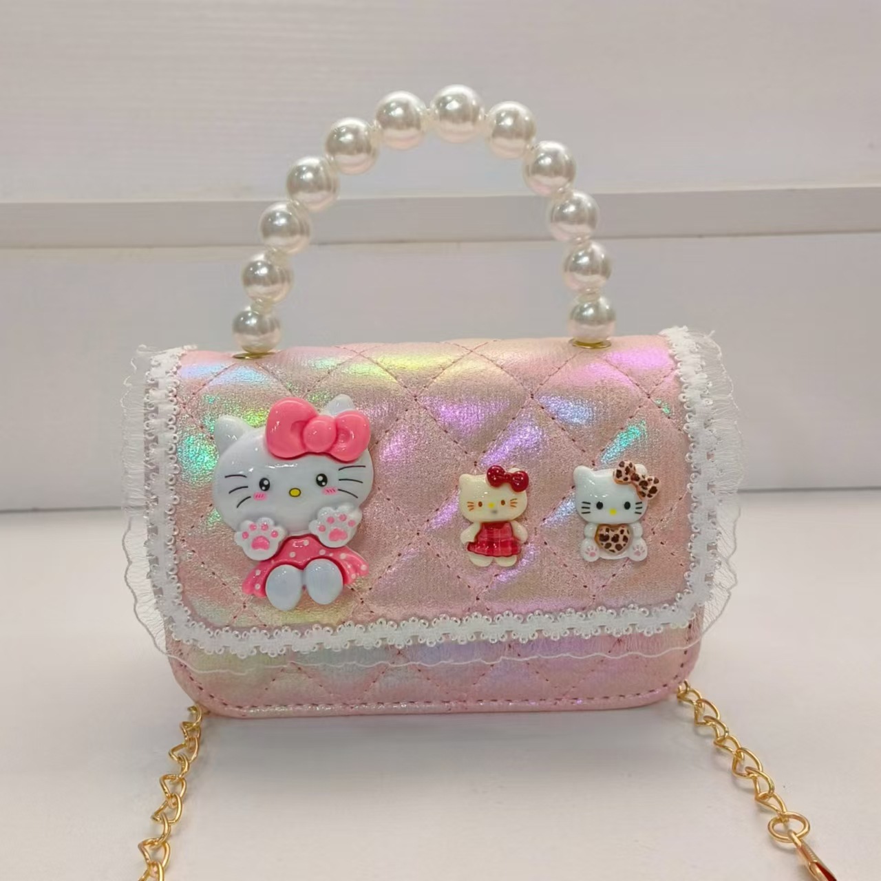 Bolso de mano de perlas, bolso de hombro, bolso para niños, bolso de cambio, bolso de accesorios, bolso de Año Nuevo, bolso de cadena, bolso pequeño