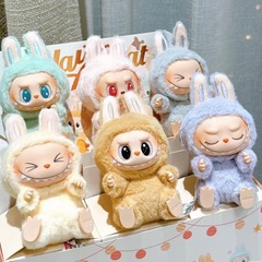 現物布布二代目エナメル人形人形人形人形キーホルダーブラインドケースLABUBU座ってパーティーのぬいぐるみ