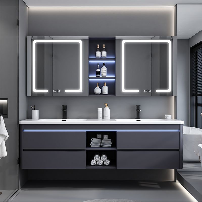 Light luxury rock plate double-basin bathroom cabinet set, washbasin cabinet, washbasin, double-mirror intelligent bathroom cabinet, washbasin Specification drawing