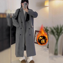 灰色毛呢外套女2025年新款秋冬装韩系加绒加厚时尚中长款呢子大衣