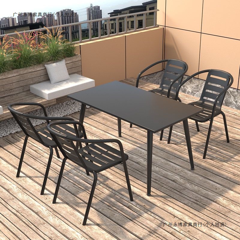 Outdoor Table and Chair Combination Outdoor Garden Leisure Open-Air Waterproof Sun Protection Dining Table Terrace Balcony Outdoor Chair Courtyard