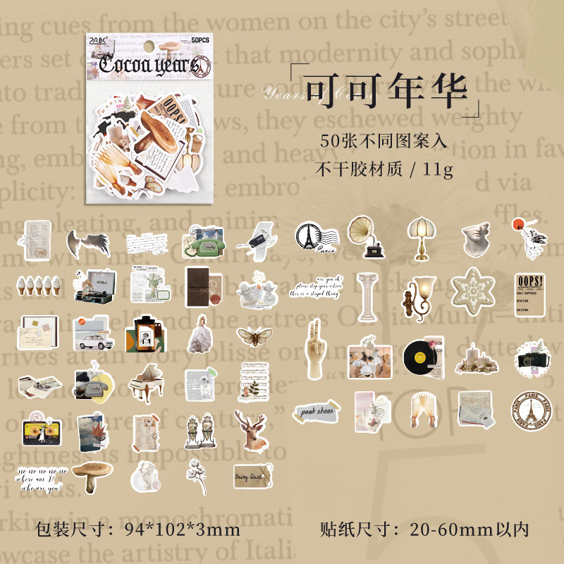 Retro recolección de pegatinas de cuentas de mano bolsas DIY cuentas de mano diario decoración material base pegatinas de papelería transfronterizas