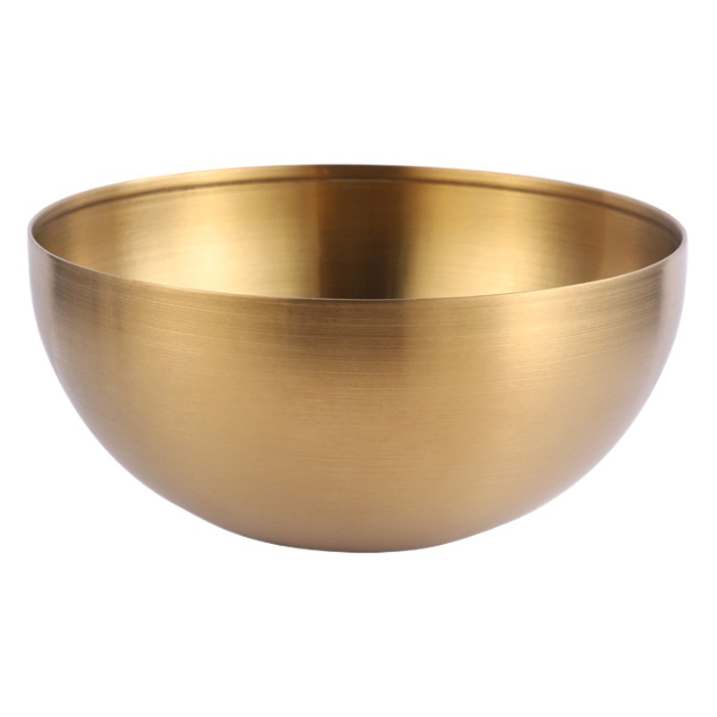 Tazón de Ensalada de Acero Inoxidable Dorado Estilo Coreano, Venta al por Mayor del Fabricante, Tazón Grande para Frutas, Fideos Fríos, Fideos de Caracol
