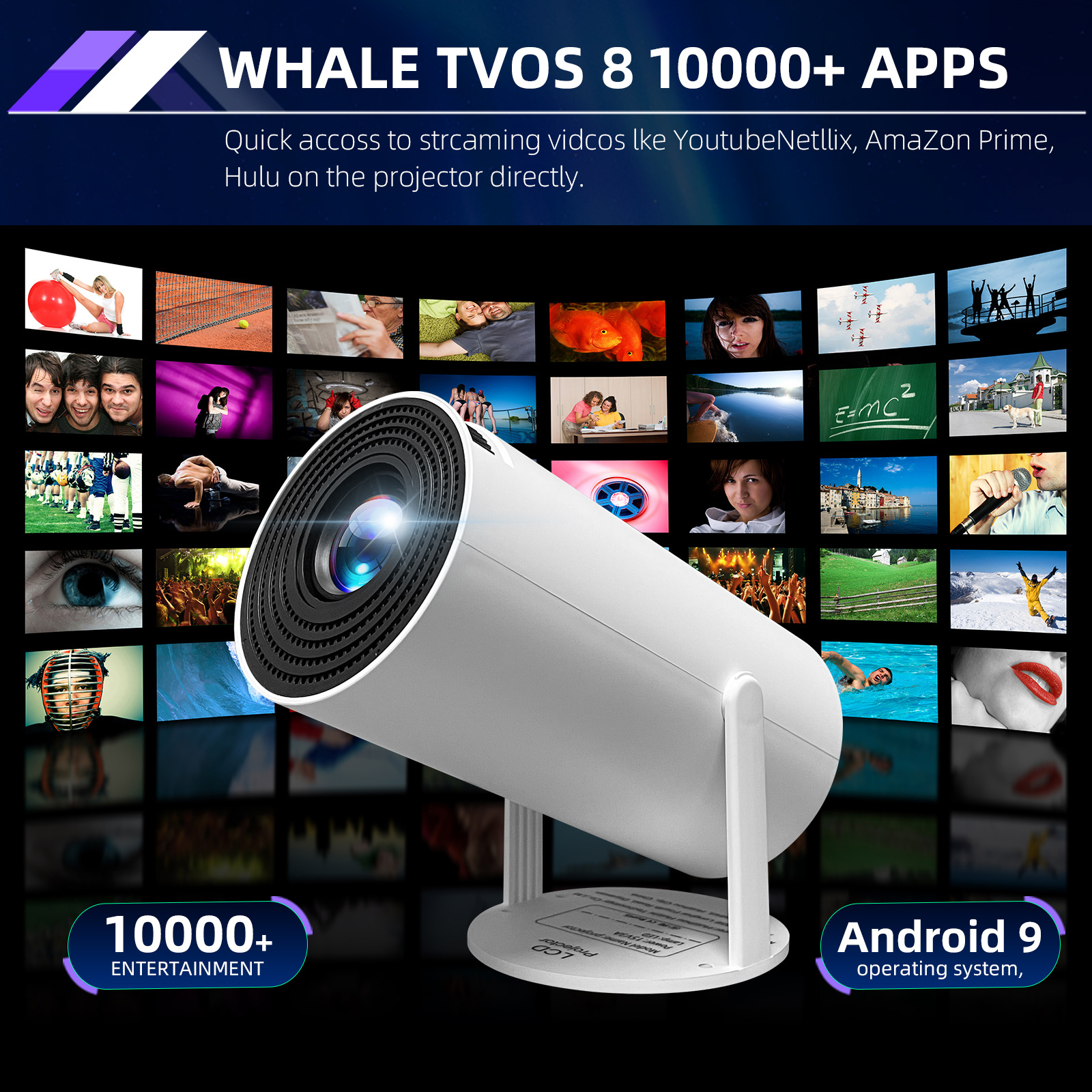 New Portable Projector Factory Direct Supply, Closed Light Machine, Long Life, Stereo Speakers, High-Definition Projection Screen