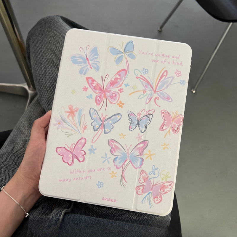 Korean Butterfly Suitable for iPad Air Tablet Protective Cover Pro 70% off Mini with Pen Slot 10Th Anti-Fall 12.9 Hard