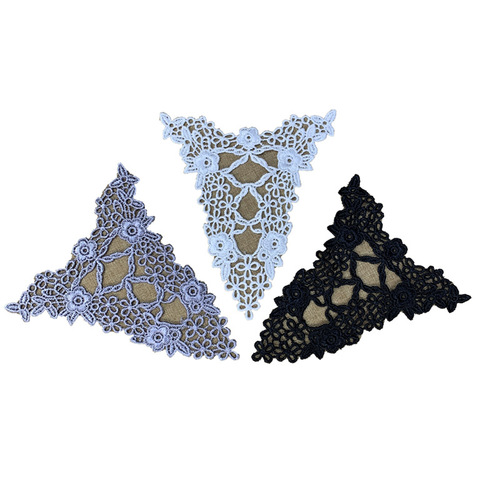 White Lolita Sheer Water Soluble Embroidered Lace Triangle Flower Backless Blouse Gloves Fashion Accessory Wholesale Handmade