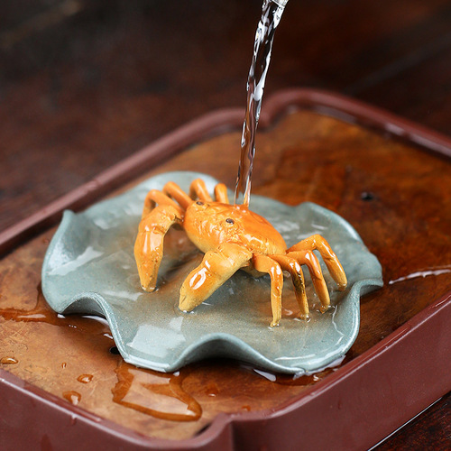 Yixing Zisha Tea Pet Color-Changing Crab Hairy Crab Bafanglaicai Lotus Leaf Sculpture Tea Play Tea Ceremony Creative Crafts