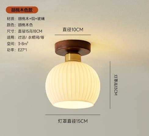 Lámpara de techo de nogal estilo chino para pasillo o balcón