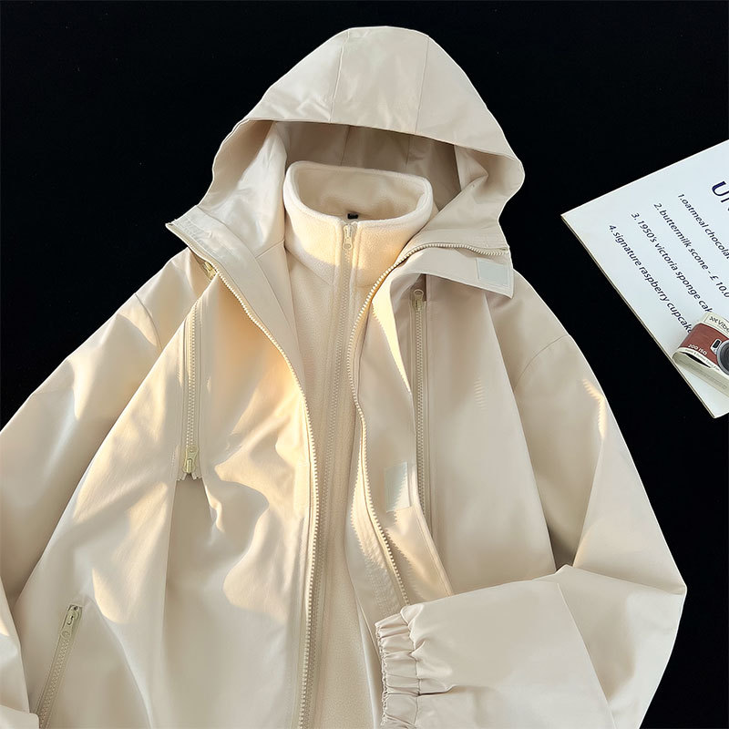 Chaqueta de chaqueta desmontable tres en uno de la NASA para hombres en otoño e invierno 2024 nueva chaqueta de herramientas funcional estadounidense de moda