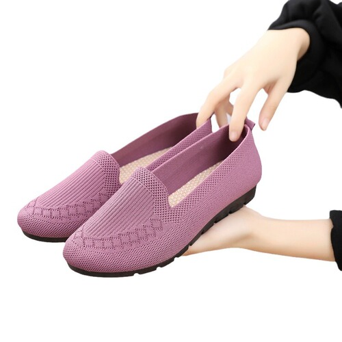 Summer Lightweight Women's Casual Fashion Canvas Shoes, Flyknit Soft Sole Flat Sole Breathable Old Beijing Style Cloth Shoes