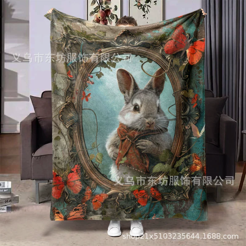 Креативное зеркало кролика ретро теплое фланелевое одеяло универсальное четыре сезона