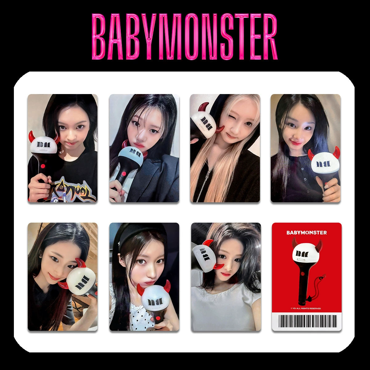 Набор фотокарточек (BABYMONSTER) 54×85 мм — 7 двусторонних глянцевых карточек