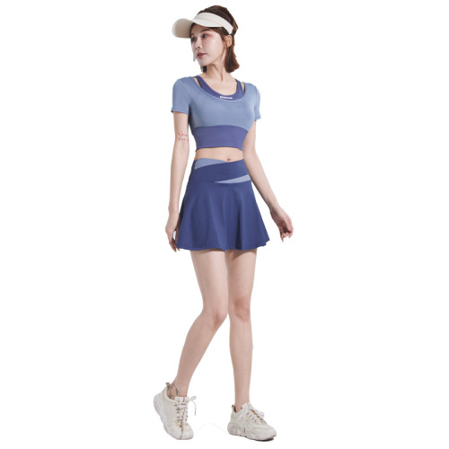 lulu summer outdoor high-waist sports short skirt breathable anti-exposure running fake two-piece yoga tennis culottes suit