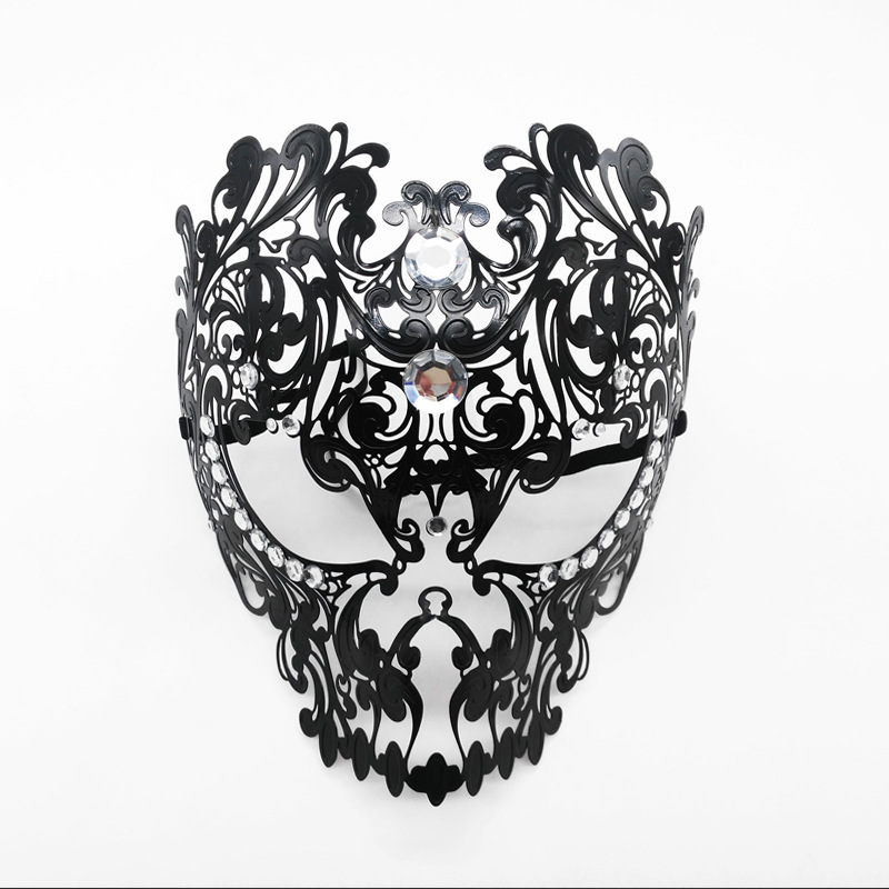 Transfronterizos para máscaras de diamantes de hierro forjado, máscaras de perforación de punto para hombres, máscaras de baile de maquillaje para adultos, máscaras de metal de carnaval