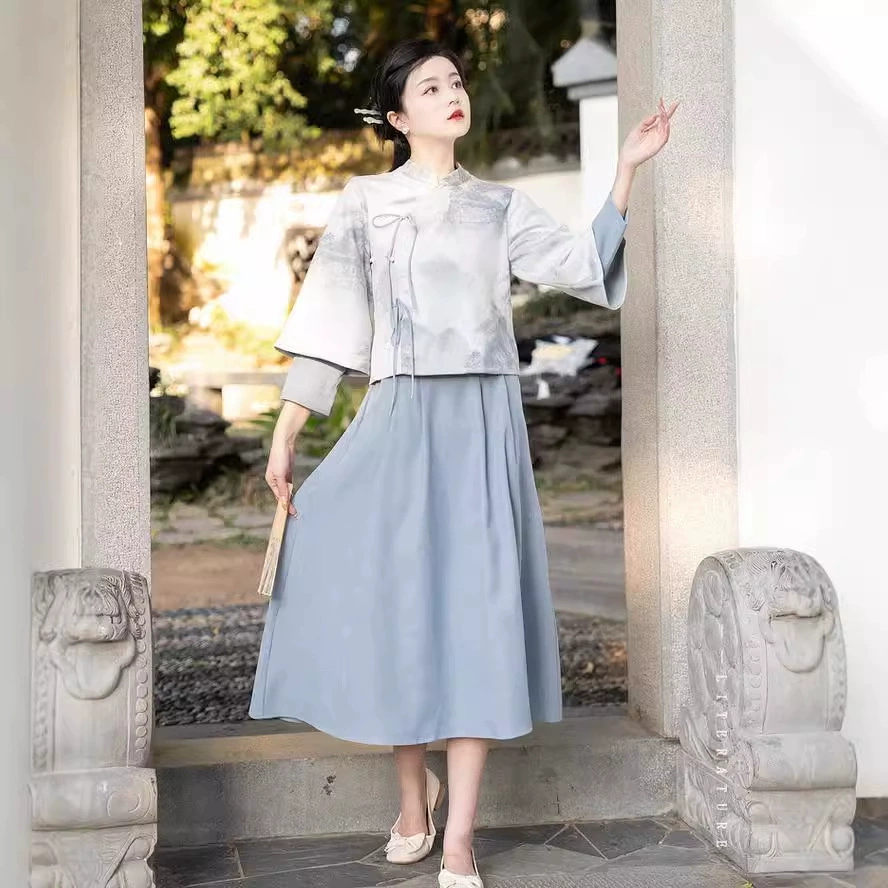 2024 осень и зима новый китайский стиль ретро чернила принт