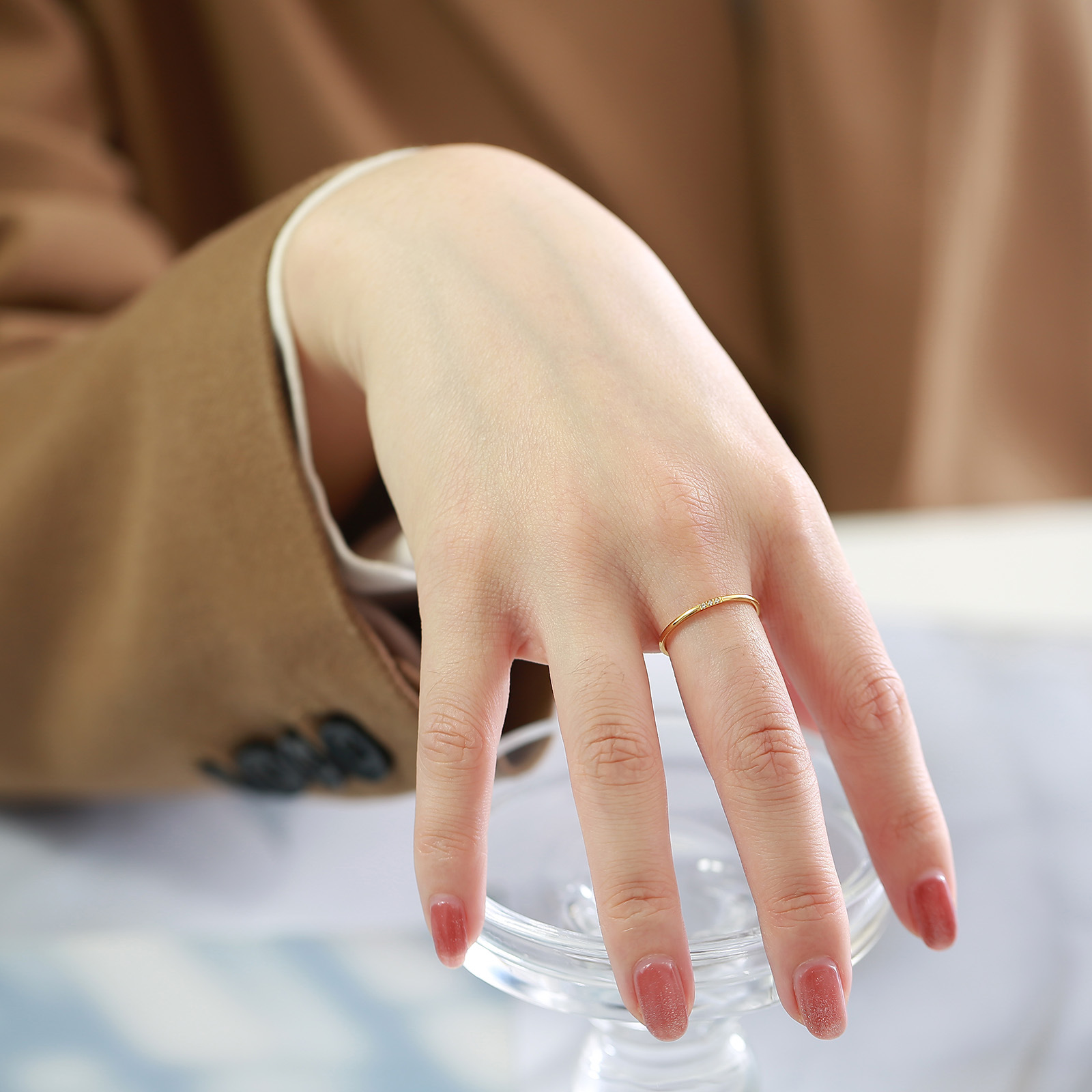 Simple Style Geometric Titanium Steel Rings Inlay Zircon Stainless Steel Rings