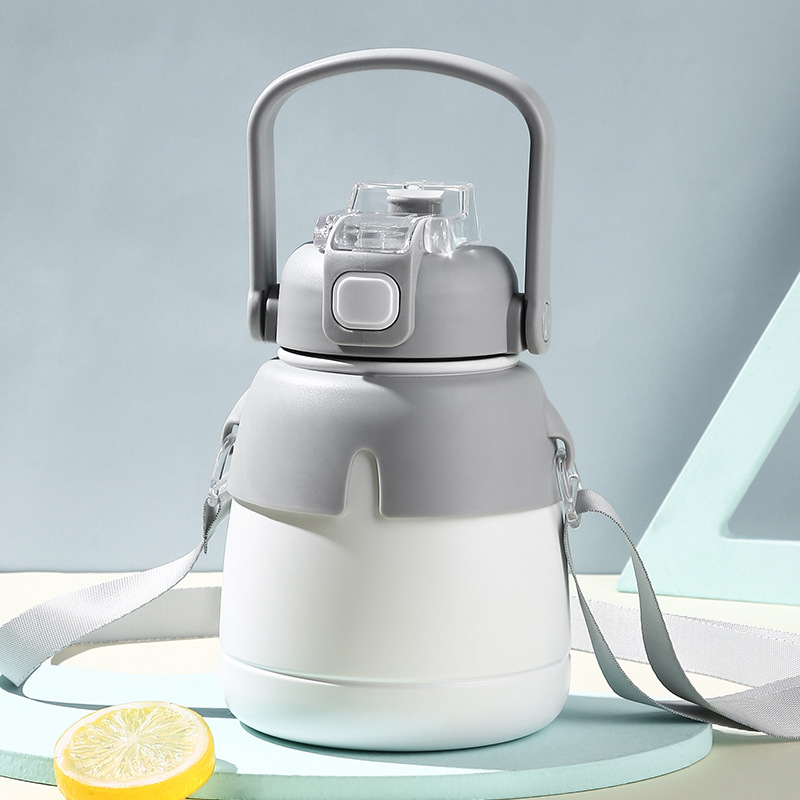 Personalizable Acero inoxidable vientre Taza Termo taza Otoño e Invierno portátil deportes hervidor portátil hombro correa de la taza