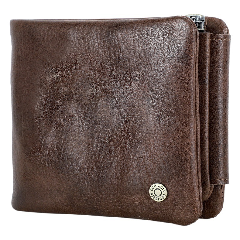 Black Angel Rfid Anti-Theft Brush Full-Grain First-Layer Cowhide 70% off Men's Wallet Horizontal Style Multi-Card Slot Genuine Leather Wallet