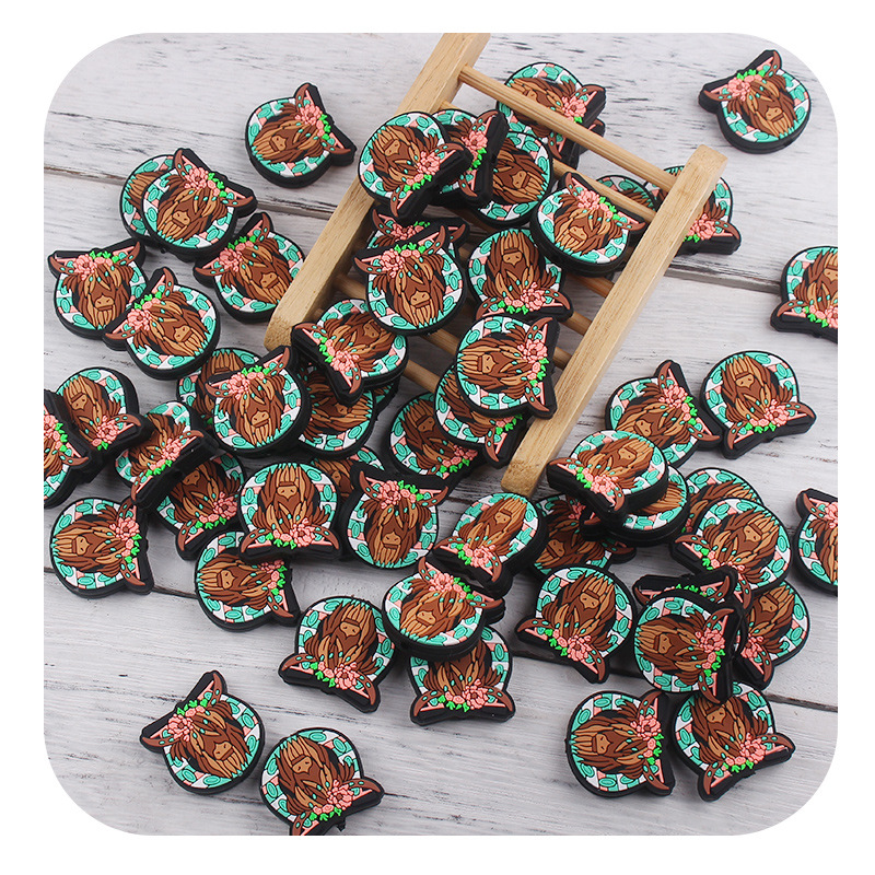 Productos creativos para bebés DIY dibujos animados cabeza de toro de silicona molar juguetes de pulsera de dientes de diente joyería accesorios