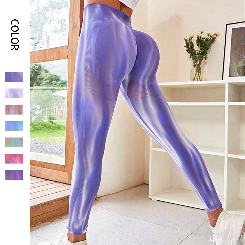 Europa y América Nueva Aurora doble levantamiento de la cadera pantalones de yoga teñidos pantalones de fitness pantalones de entrenamiento ropa de yoga Pantalones deportivos