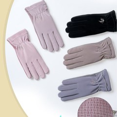 秋冬用の大人用暖かい手袋、ベルベットと綿、防風性と防水性、フルパームタッチスクリーン、コントラストカラーデザイン、ファッショナブルなスポーツスタイル