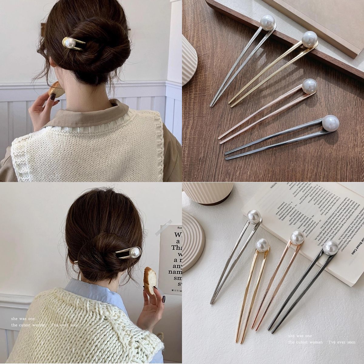 Diario de verano viajes fijos bolos de cabeza abrazadera de cabello en forma de U, abrazadera de cabello en forma de U, nuevo cabello de cabello de disco