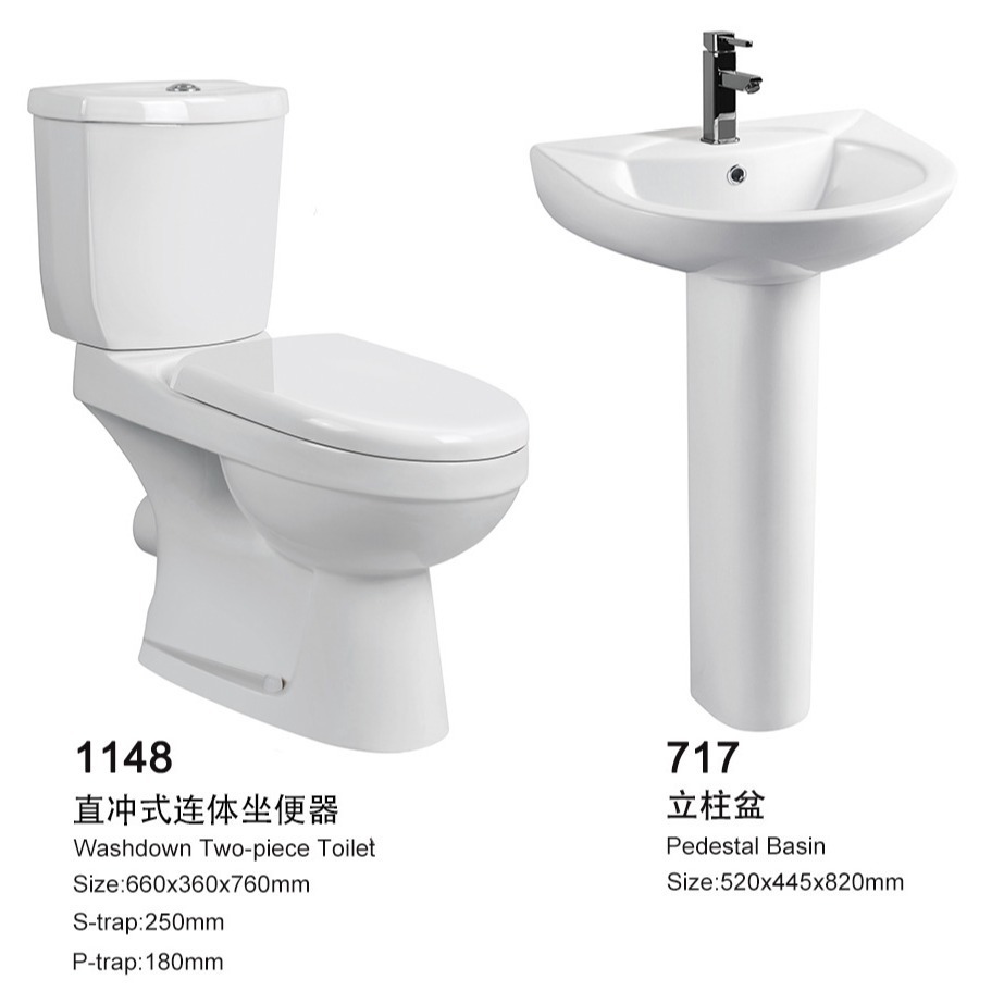 Export to the Middle East Pedestal Basin African Ceramic Washbasin Floor-Standing Column Moon Basin Long Column South American Engineering Bathroom Toilet