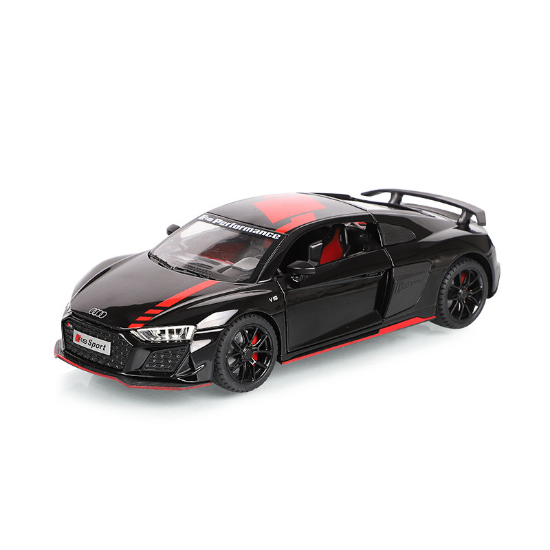 Jianyuan aleación modelo de coche 1:24 Audi R8 versión de pista coche deportivo con sonido y luz Tire hacia atrás coche de juguete modelo de música Decoración
