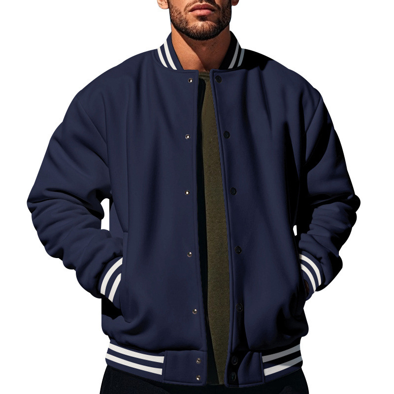 Nuevo transfronterizo europeo y americano Amazon TK otoño y invierno estilo americano pesado engrosado decoración de rayas de cuello de pie chaqueta deportiva casual