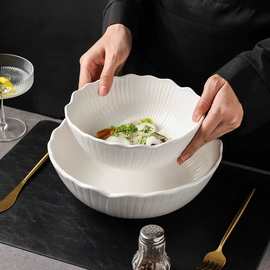吃饭碗家用日式米饭碗白色陶瓷碗小碗高级感面碗颜值沙拉碗大汤碗