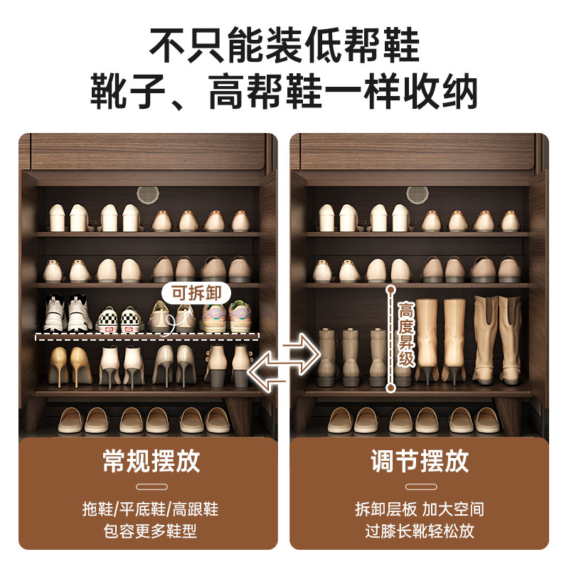 鞋柜新中式家用门口室内实木框玄关柜新款入户门厅收纳柜简易鞋架|undefined
