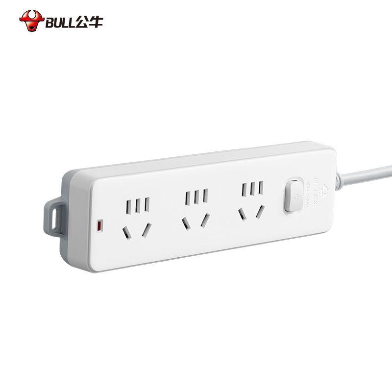 公牛插座插線板插排接線板單開關拖線板總控帶線插座白色款