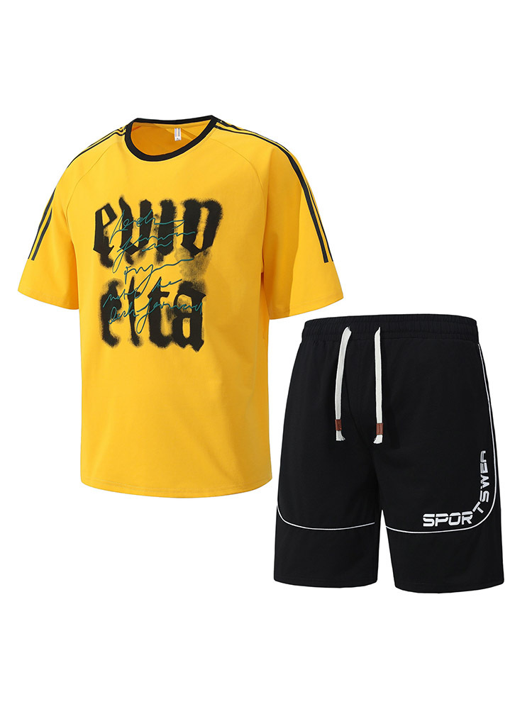 2025 verano nuevo estilo de manga corta moda suelta casual traje deportivo camiseta de cuello redondo para hombre tendencia guapo adolescente