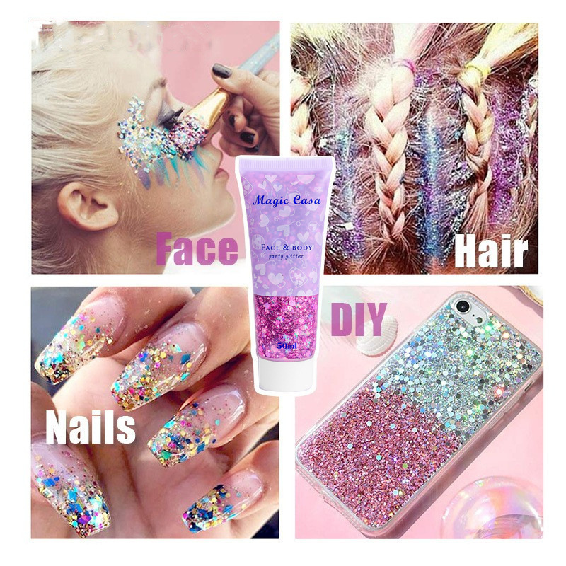 MAGIC CASA Mermaid Scale Sequin Gel Facial Body Lip Sequin Eyeshadow Dazzling Polarized Stage Makeup undefined