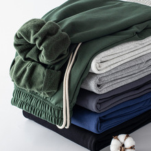 6色宽松休闲裤男直筒加绒卫裤纯色抽绳松紧腰长裤潮流秋冬情侣款