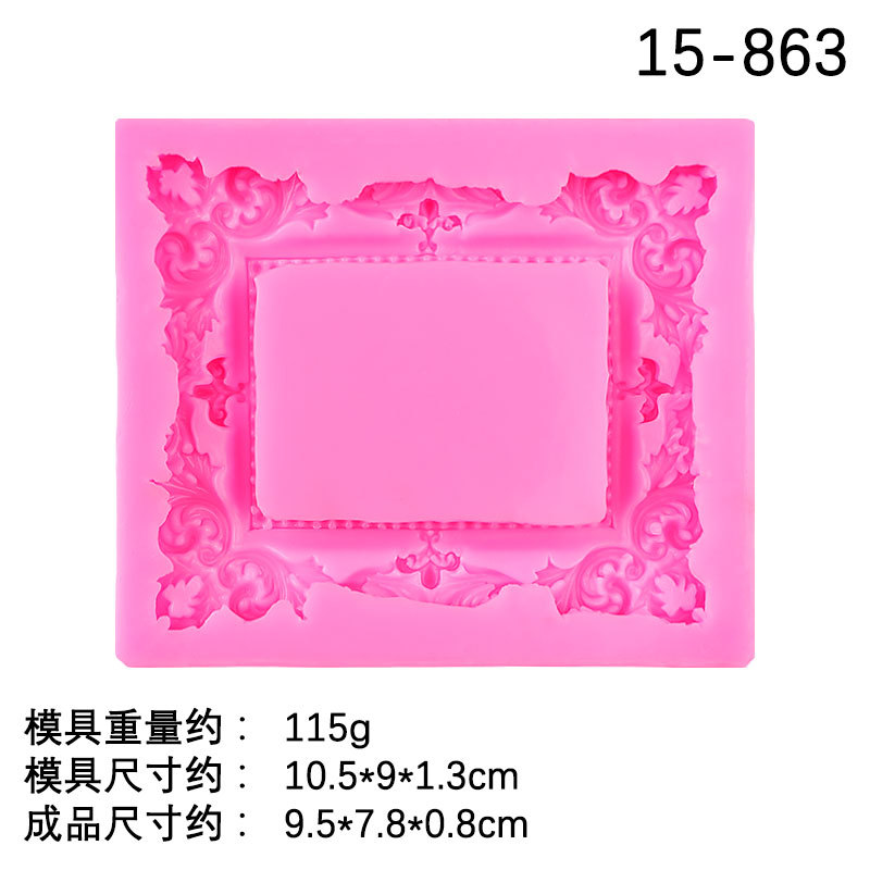 Fondant hueco en relieve frontera molde de silicona vintage marco frontera en relieve marco de fotos molde de silicona en stock lote